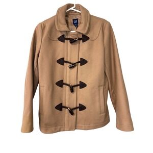 GAP‎ Wool Blend Camel Duffel Toggle Zip Coat Size Medium